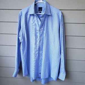 David donahue shirt blue and white stripe